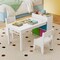White MDF Metal Kids Art Table and Chair Set with Storage and Paper Roll